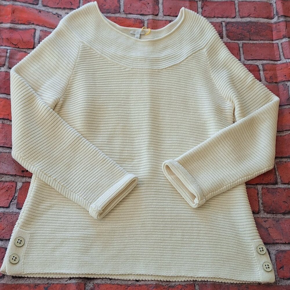 Women's cream color ribbed tunic sweater by Talbots. Size Large.